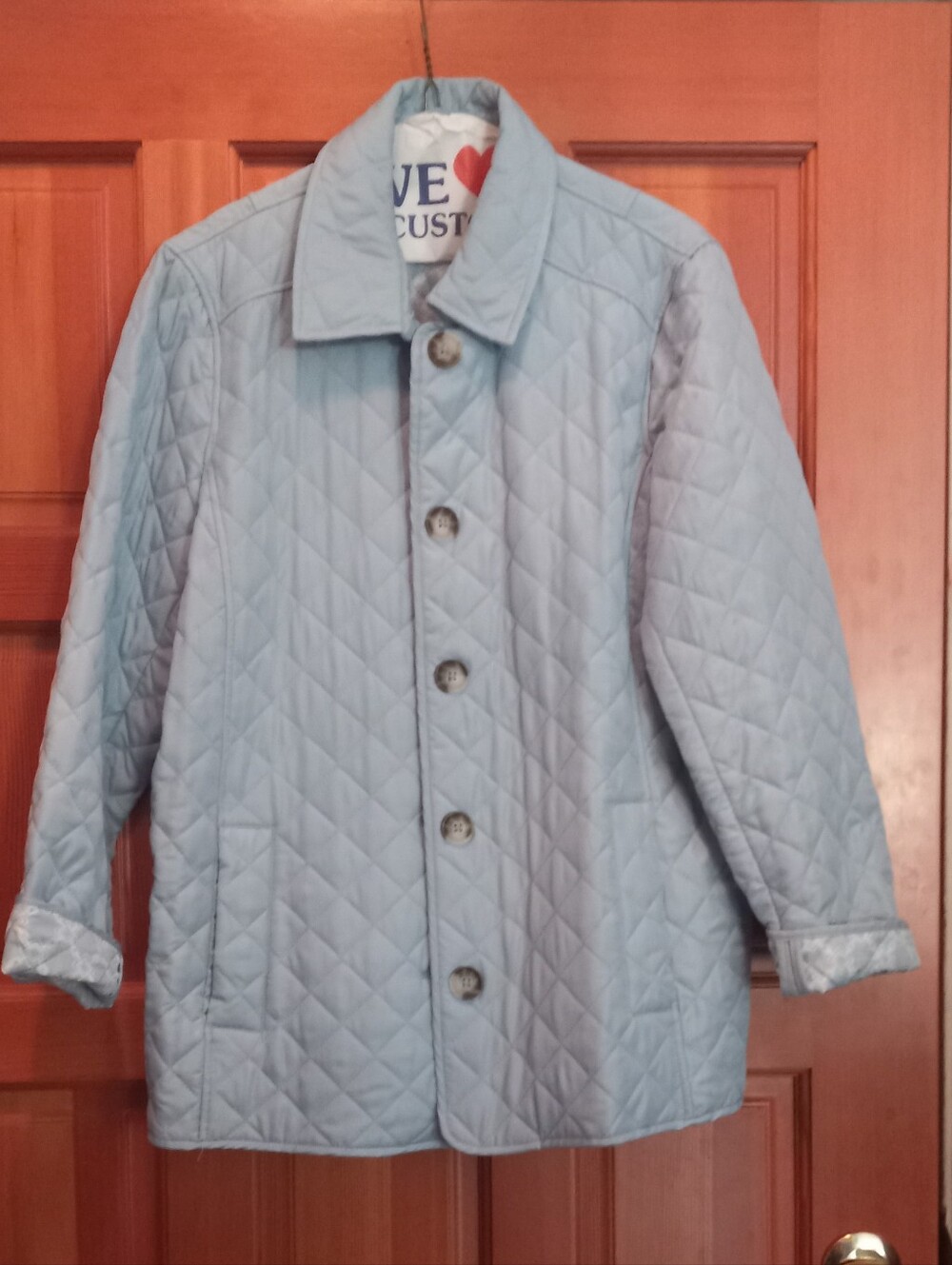 Chico's Light Blue Quilted Puffer Jacket